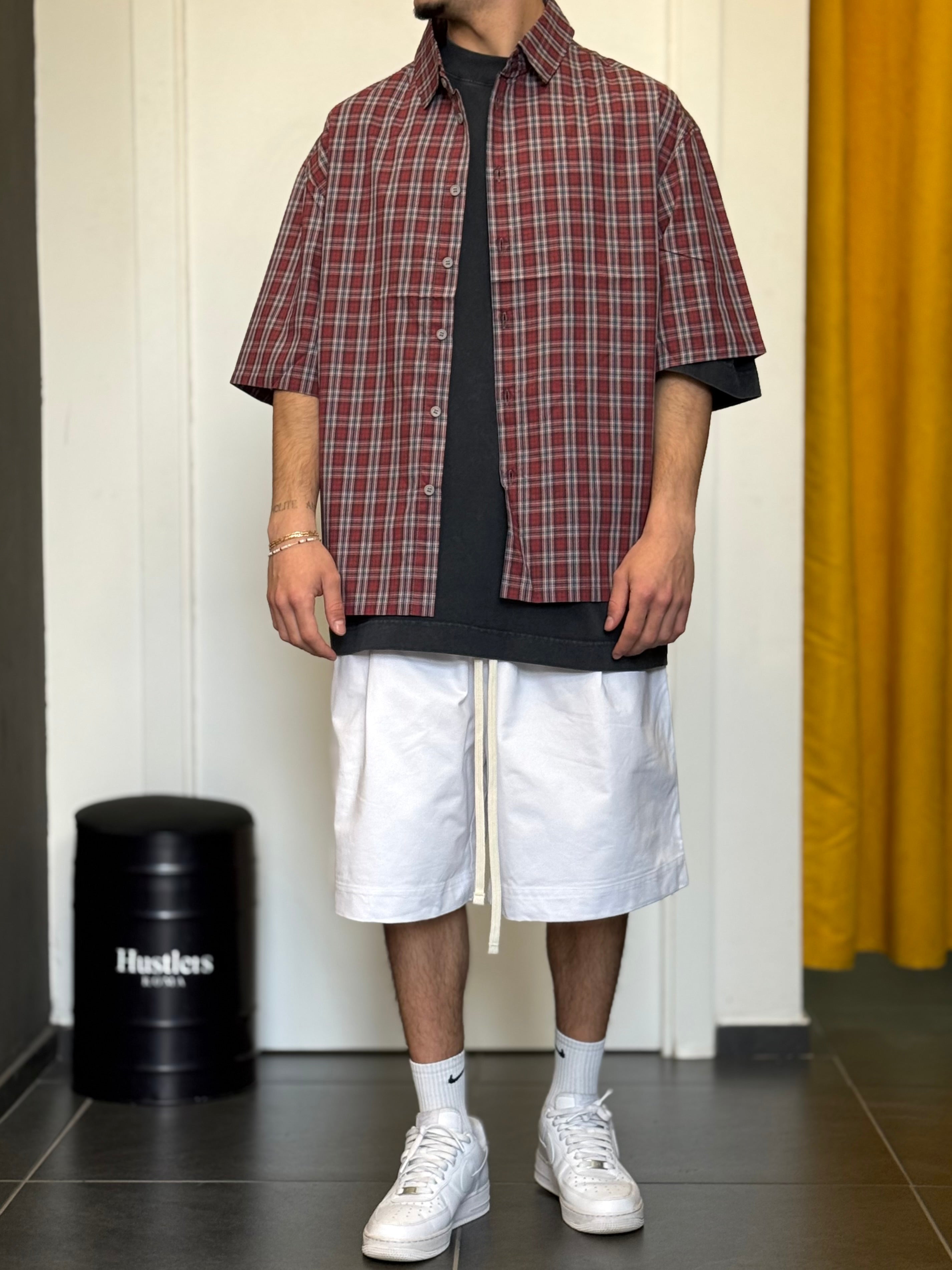 CAMICIA QUADRI Maniche Corte ROSSO/BLU