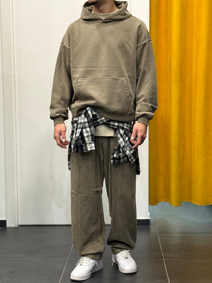 TUTA Felpa Cappuccio STONE WASHED FANGO