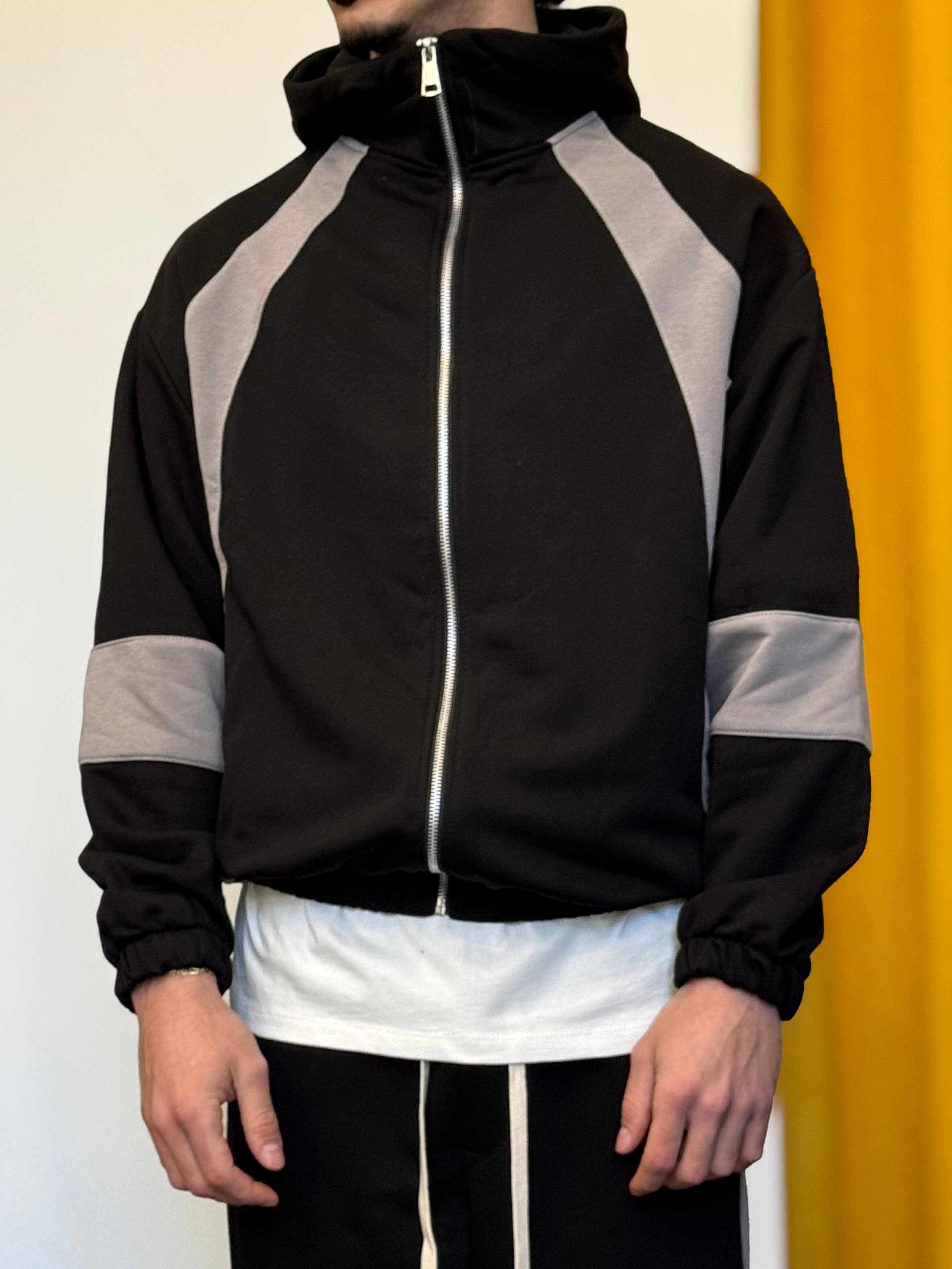 TUTA Cotone Garzato BICOLOR NERO