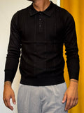 POLO Maniche Lunghe Slim Fit Strutturata NERA