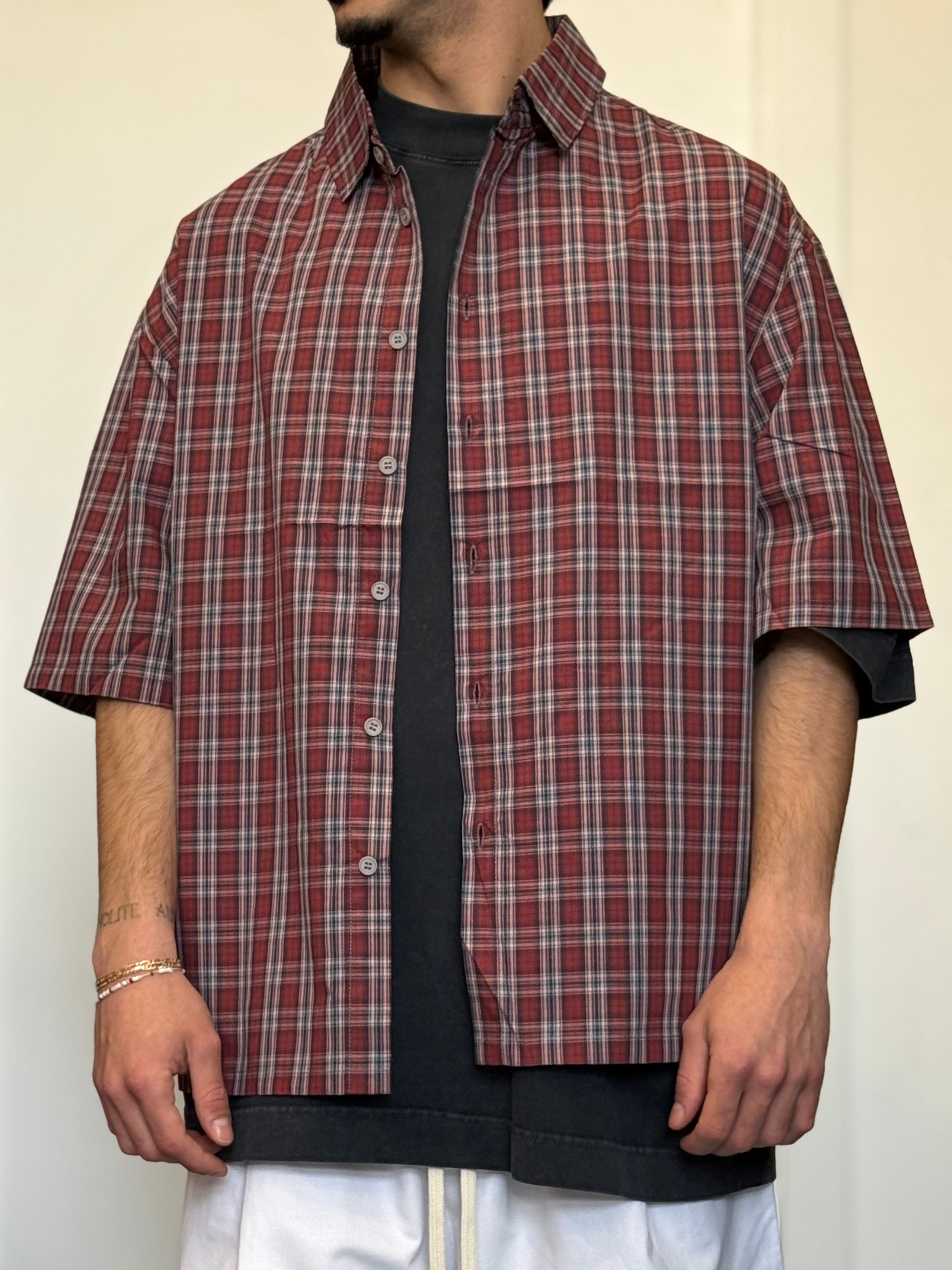 CAMICIA QUADRI Maniche Corte ROSSO/BLU