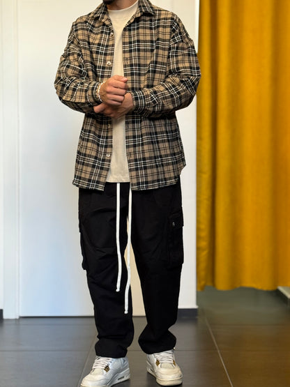 CAMICIA Oversize QUADRI NERO/BEIGE
