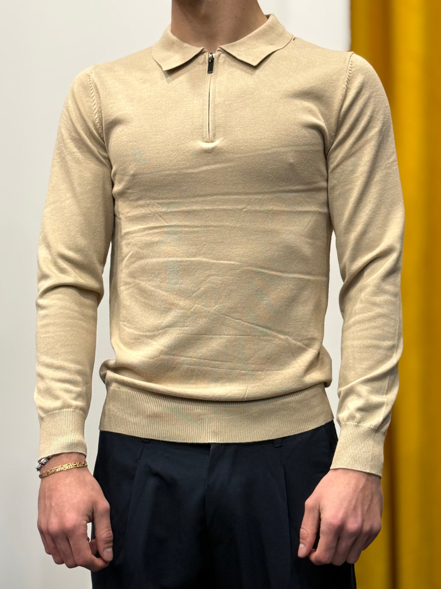 POLO ZIP Slim Fit BEIGE