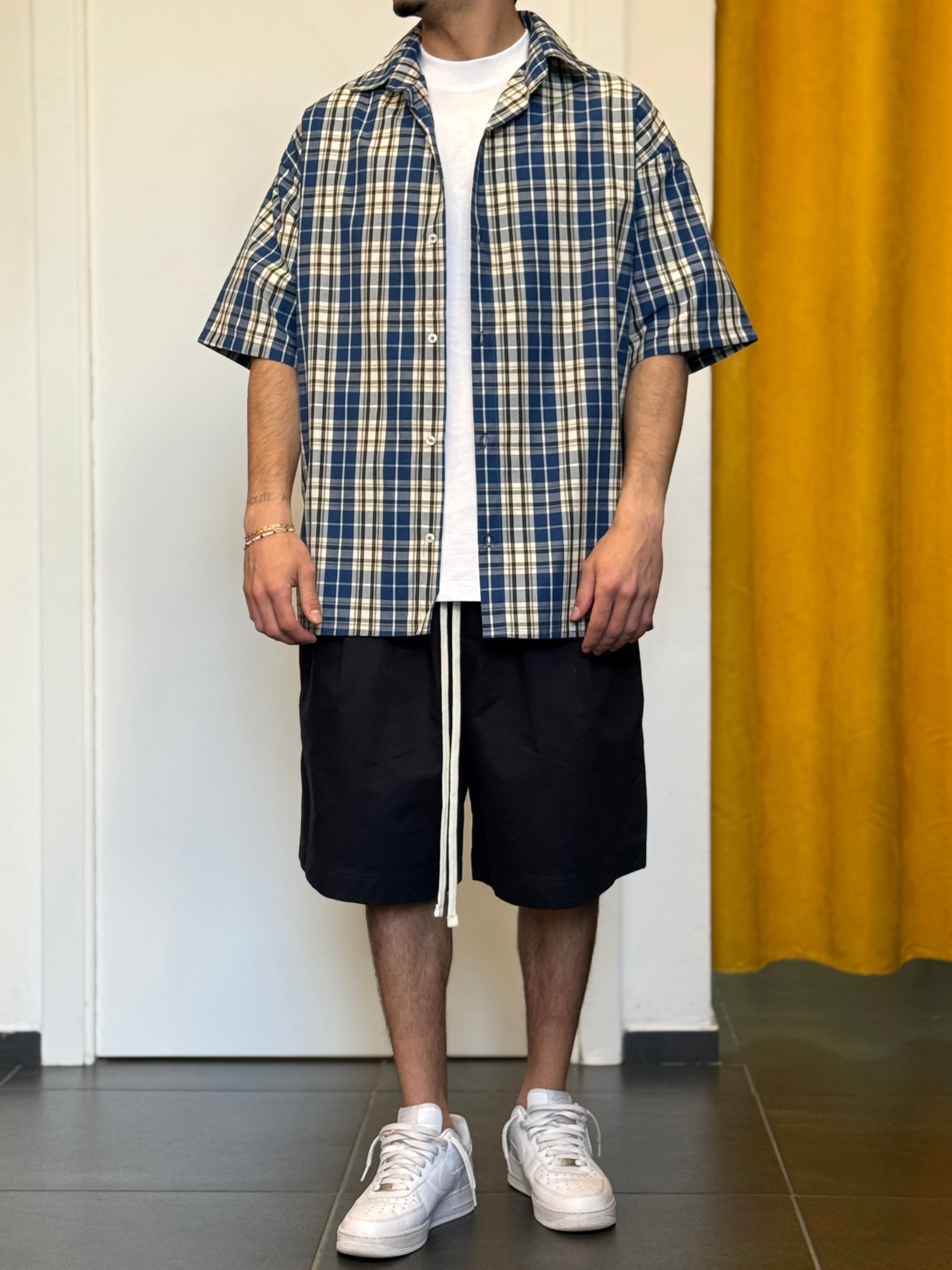 CAMICIA QUADRI Maniche Corte BLU