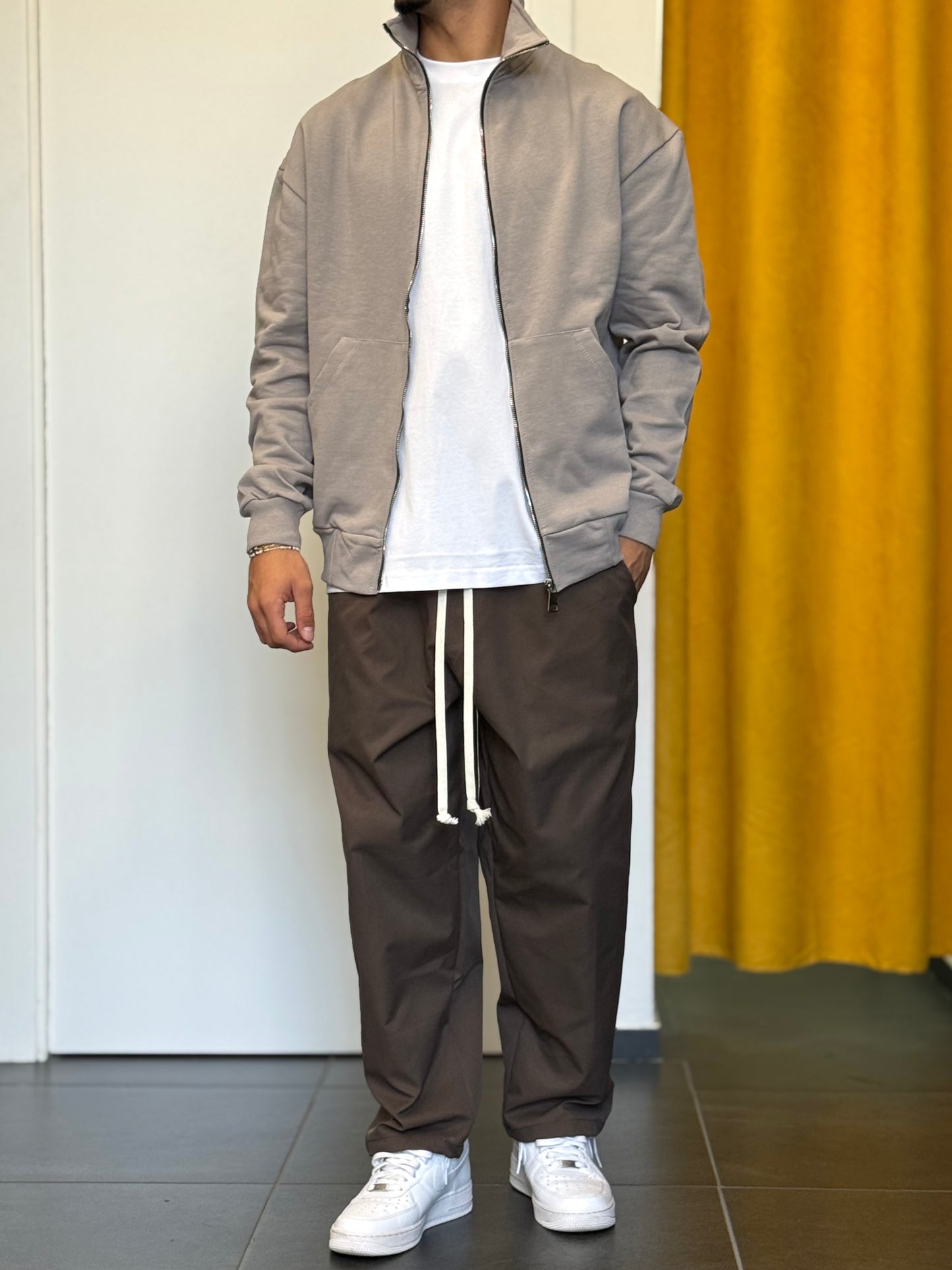 FELPA ZIP Cotone GRIGIO