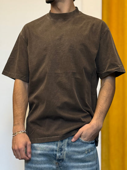 T-SHIRT PREMIUM Slavato MARRONE