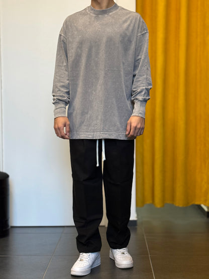 T-SHIRT PREMIUM Maniche Lunghe Slavato GRIGIO