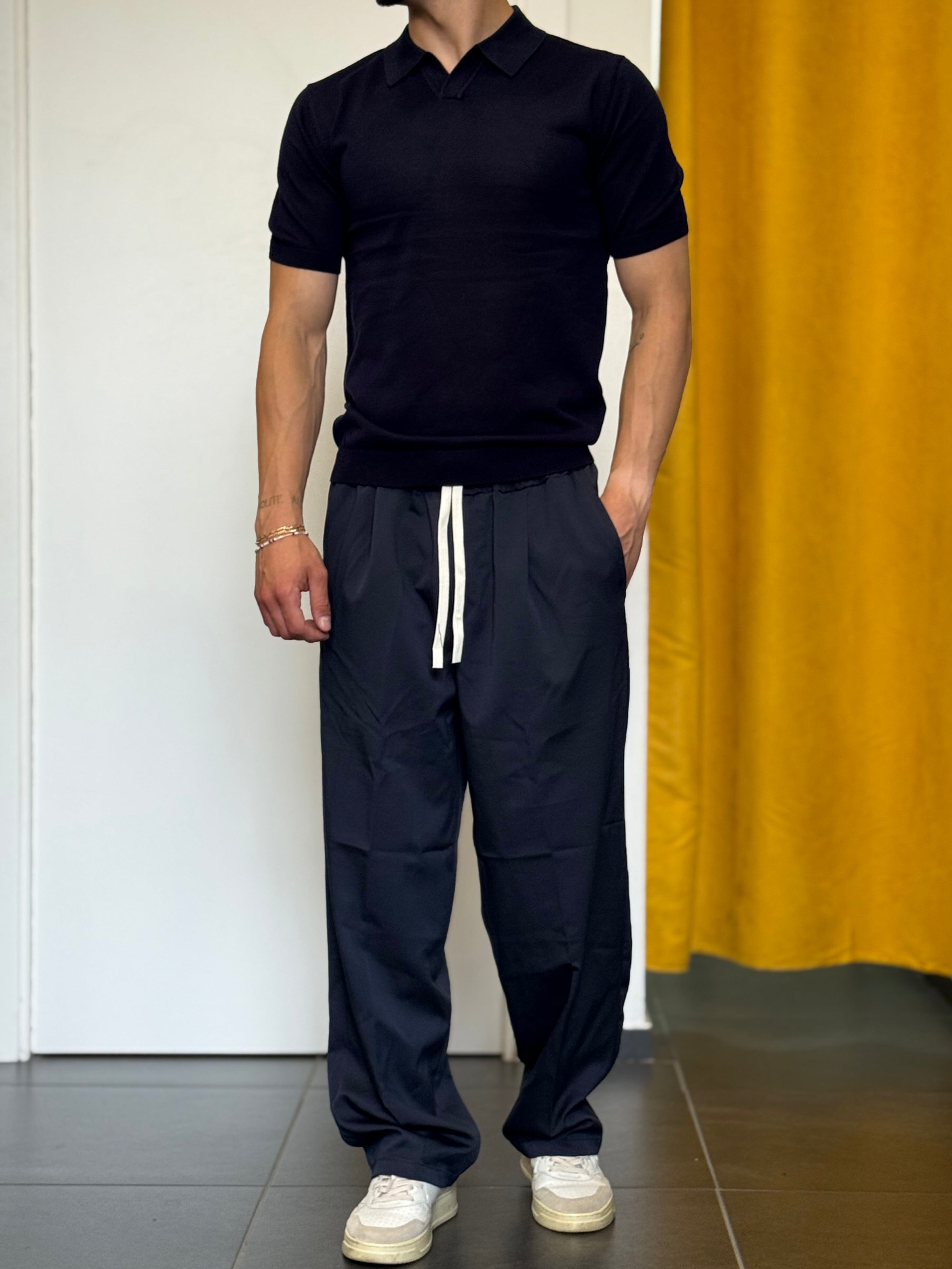POLO NO BOTTONI Slim BLU