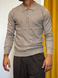 POLO Maniche Lunghe Slim Fit Strutturata BEIGE SCURO