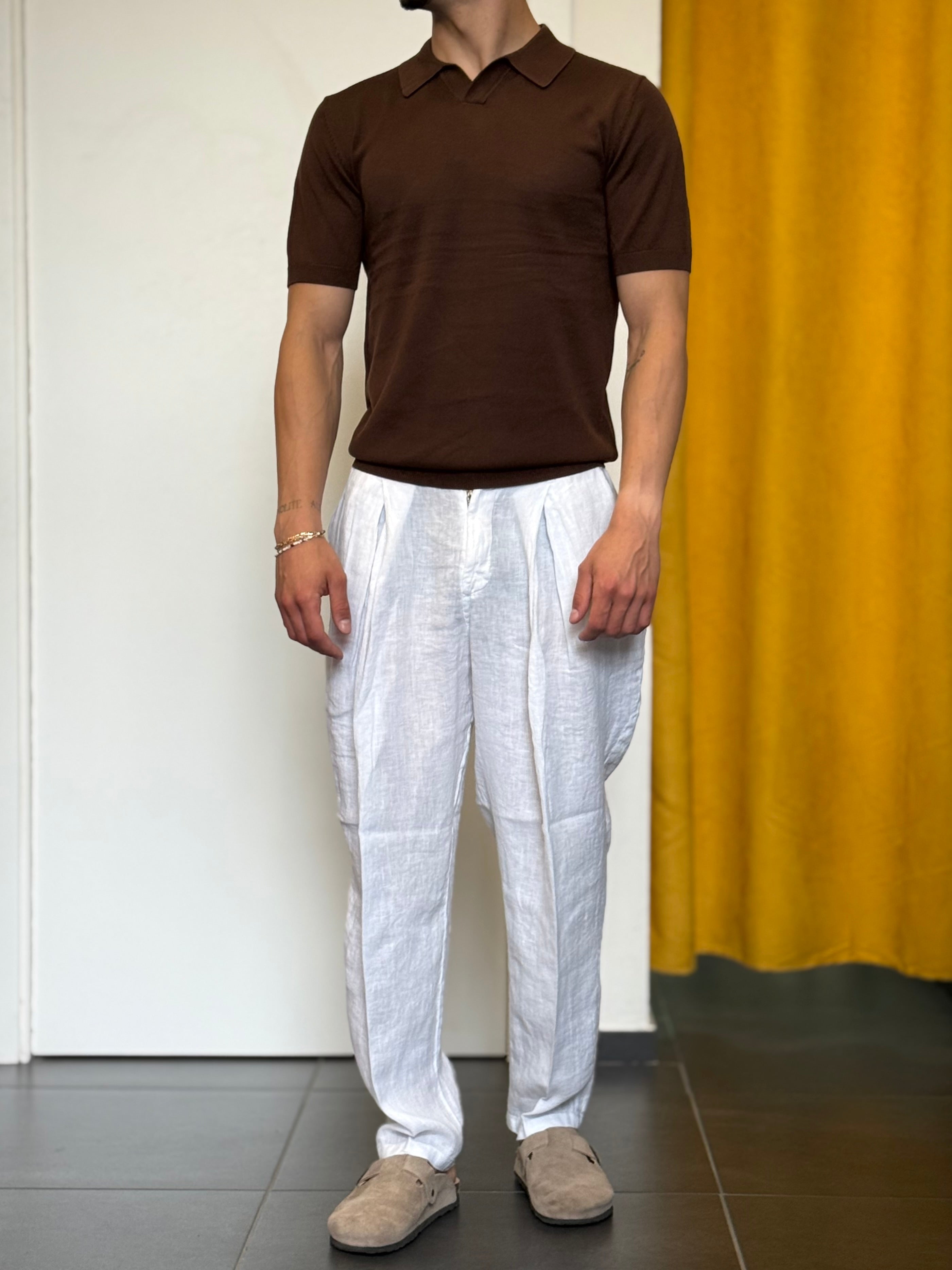 POLO NO BOTTONI Slim MARRONE