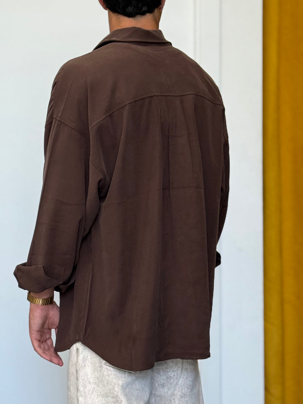 CAMICIA IN VISCOSA Oversize MARRONE