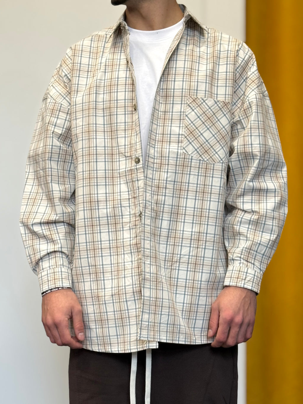 CAMICIA A Quadri OVERSIZE PANNA