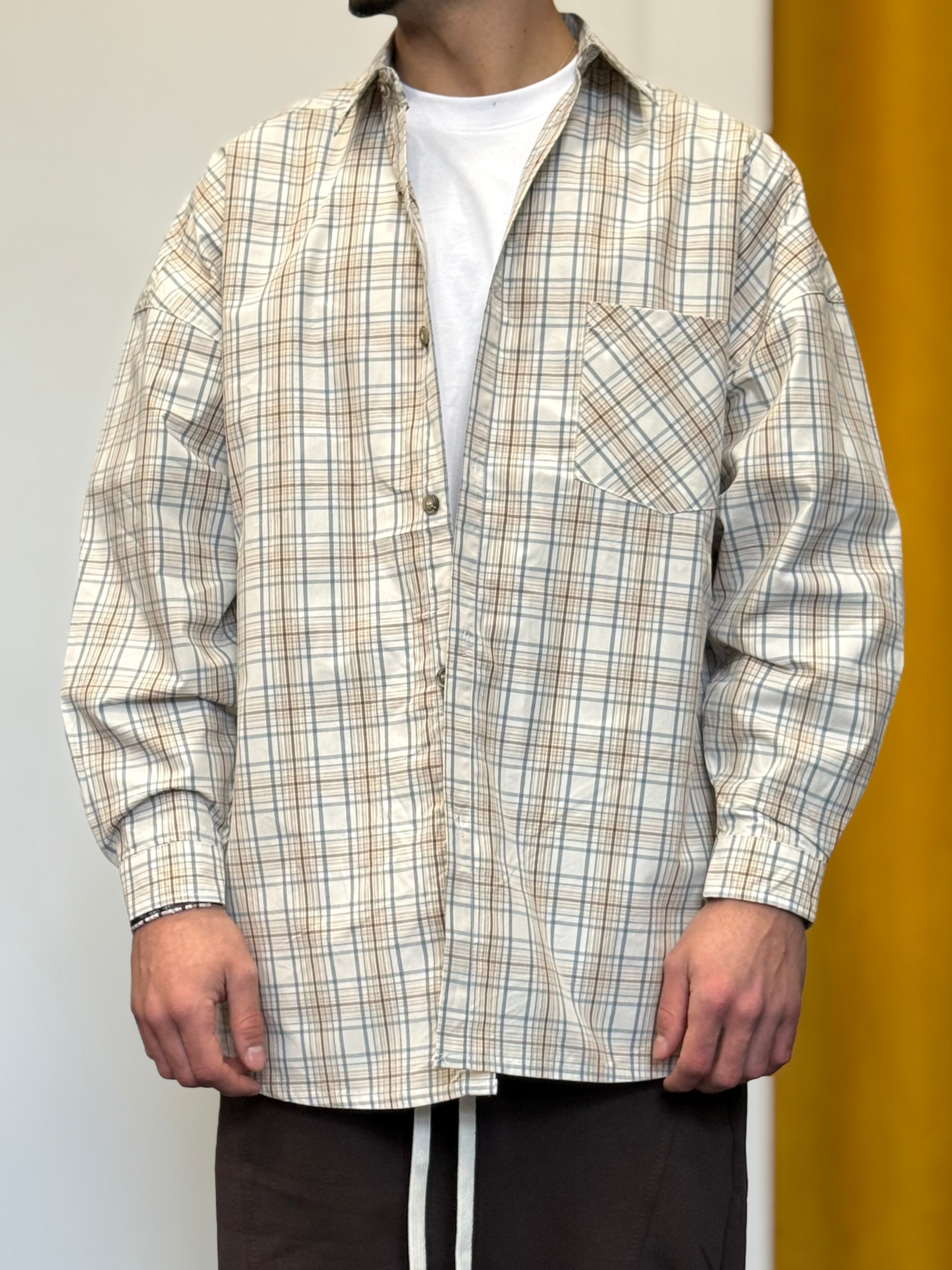 CAMICIA A Quadri OVERSIZE PANNA