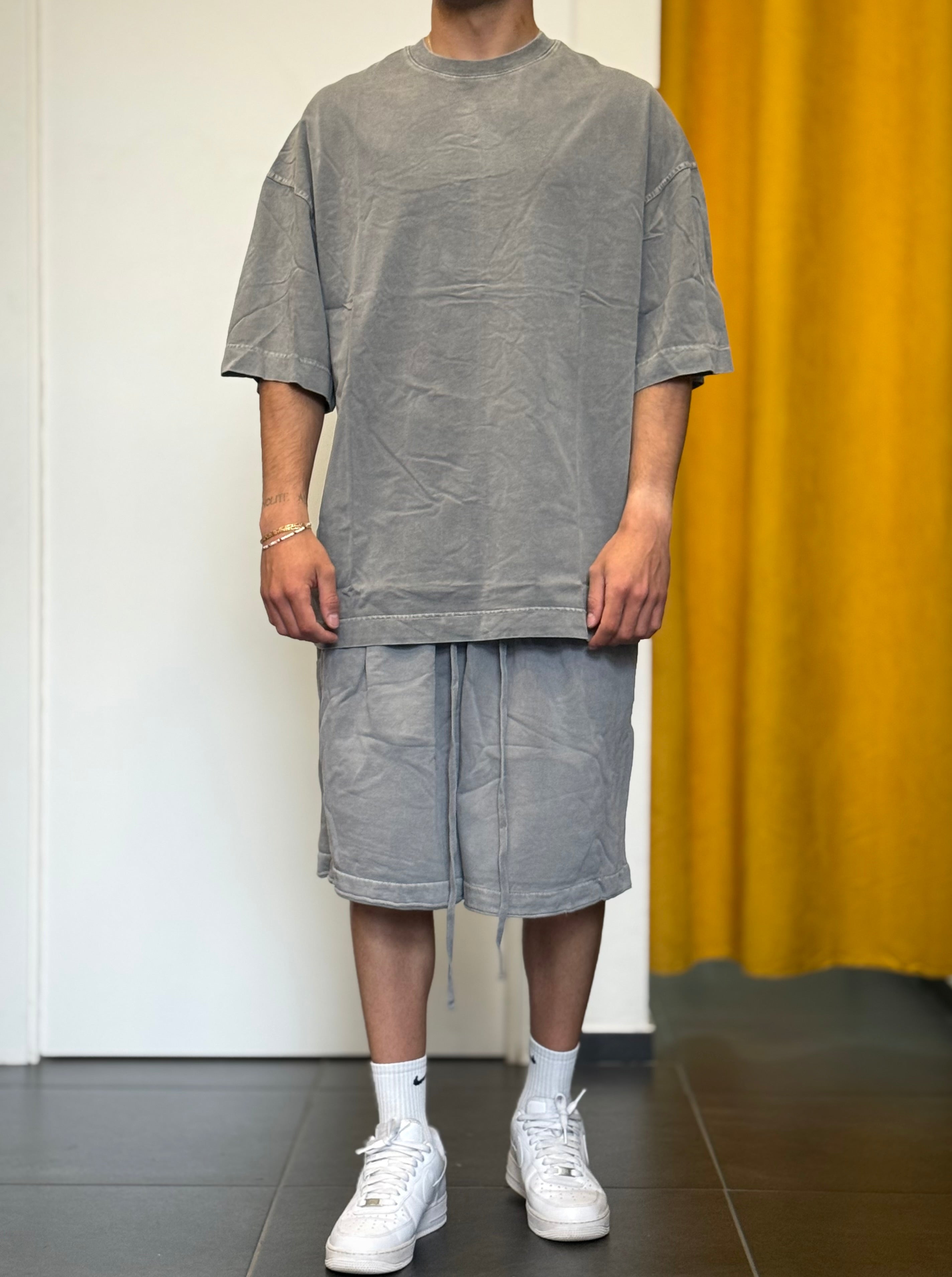 COORDINATO Cotone Slavato Oversize GRIGIO CHIARO