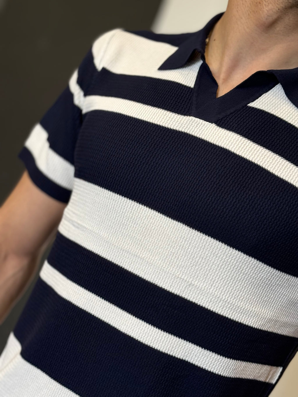 POLO Righe Slim BLU