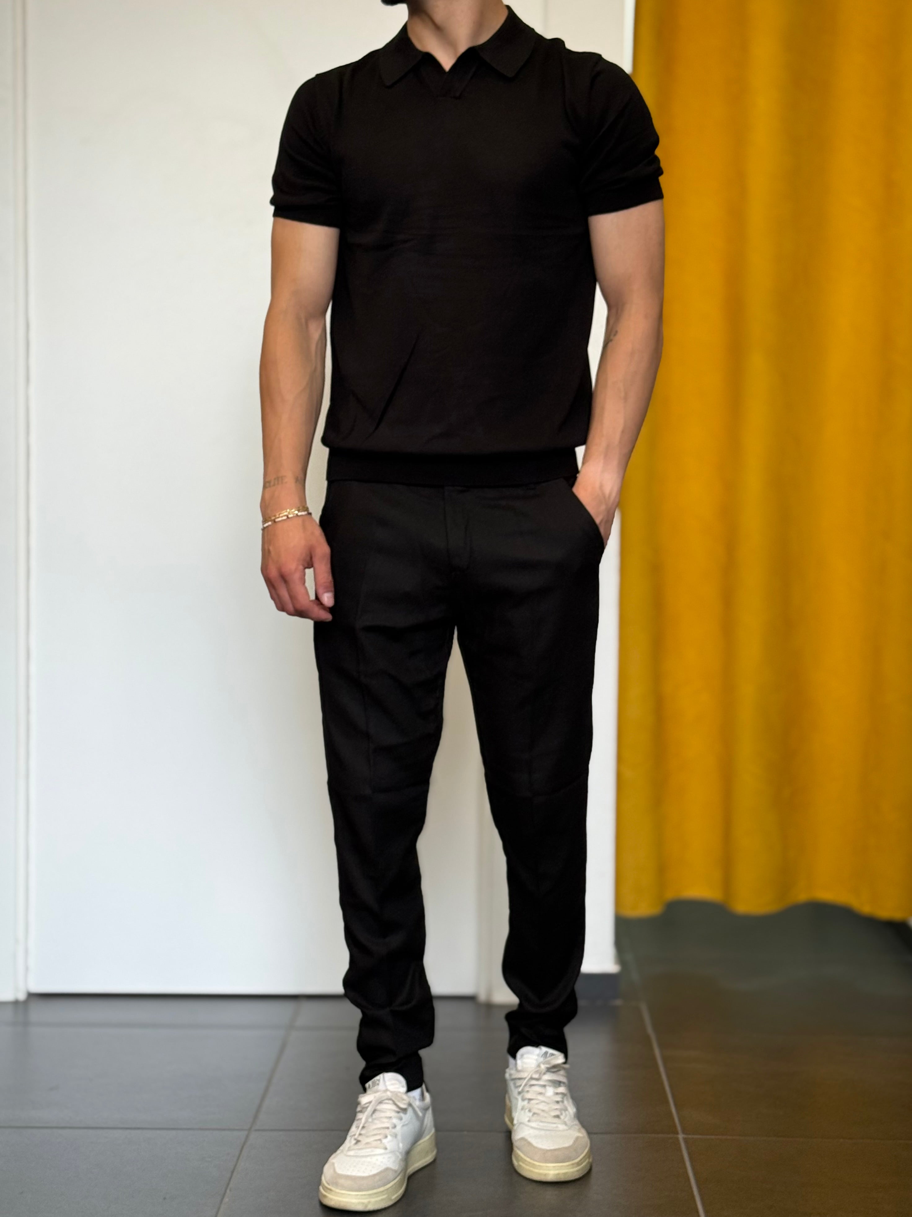 PANTALONE Lino Slim NERO