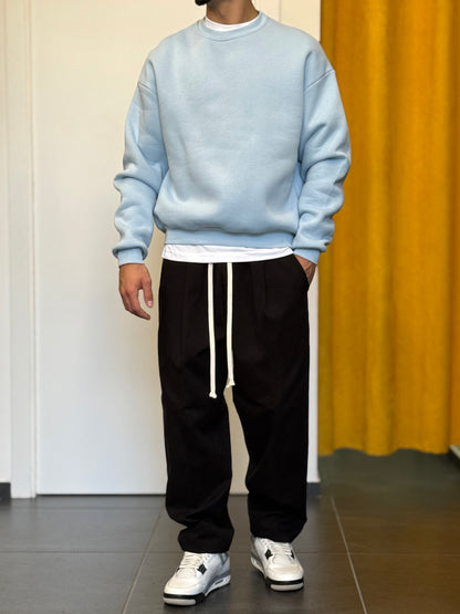 FELPA Girocollo Cotone Felpato CELESTE