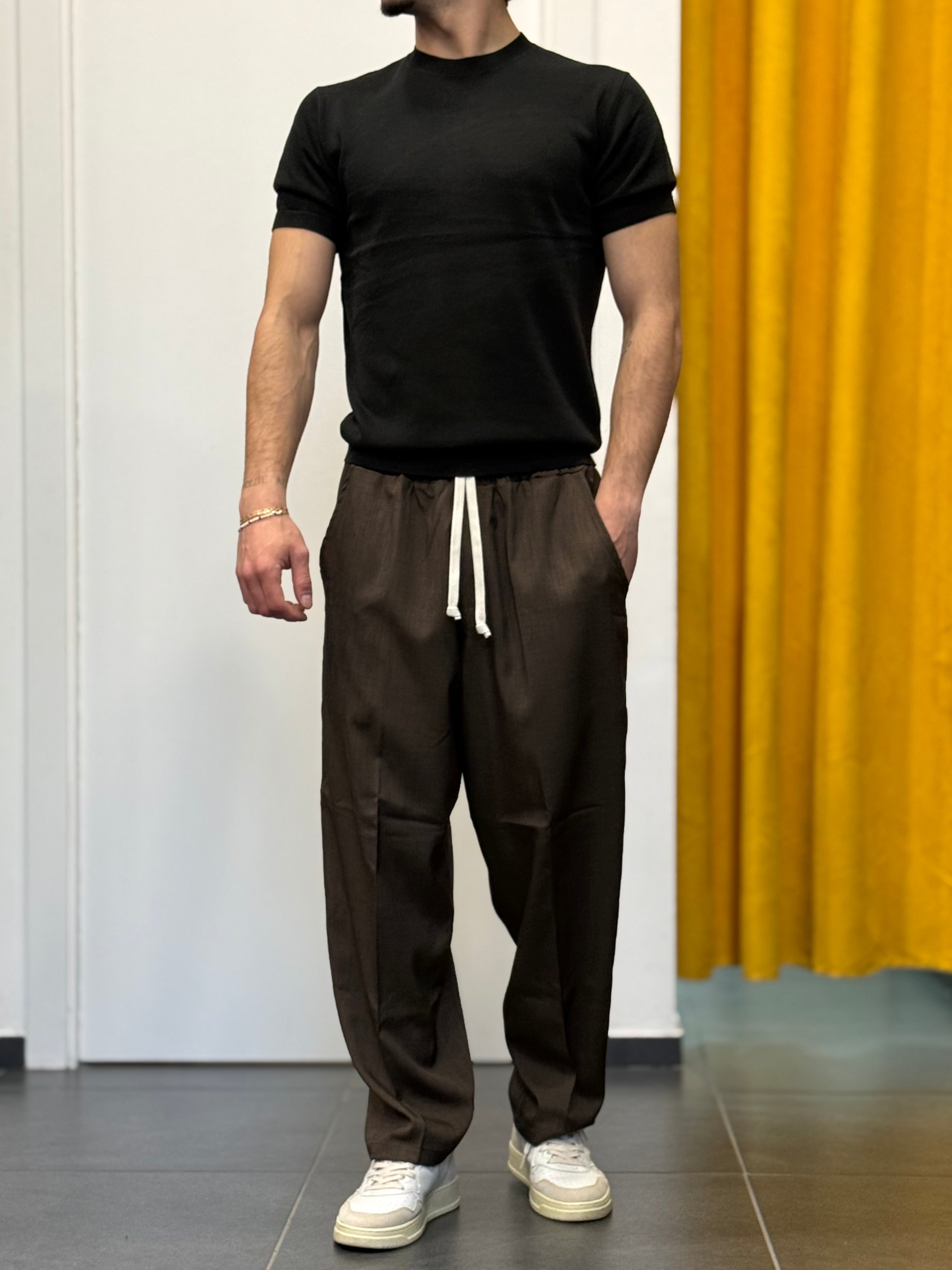 T-SHIRT Misto Lino Slim Fit NERO