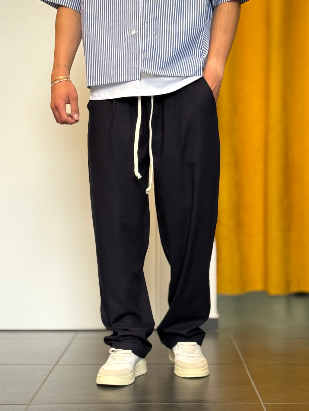 PANTALACCIO LINO Over BLU