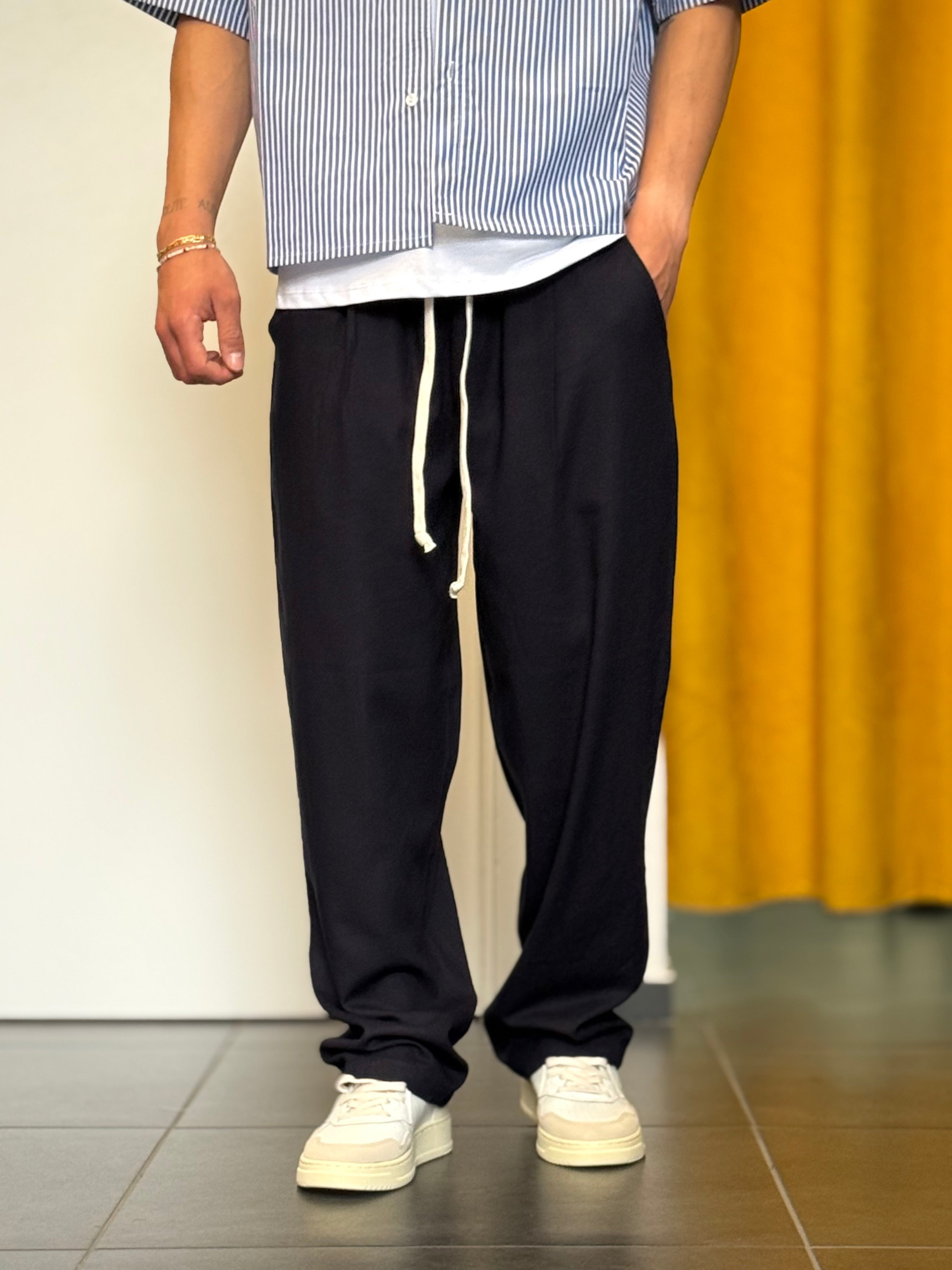 PANTALACCIO LINO Over BLU