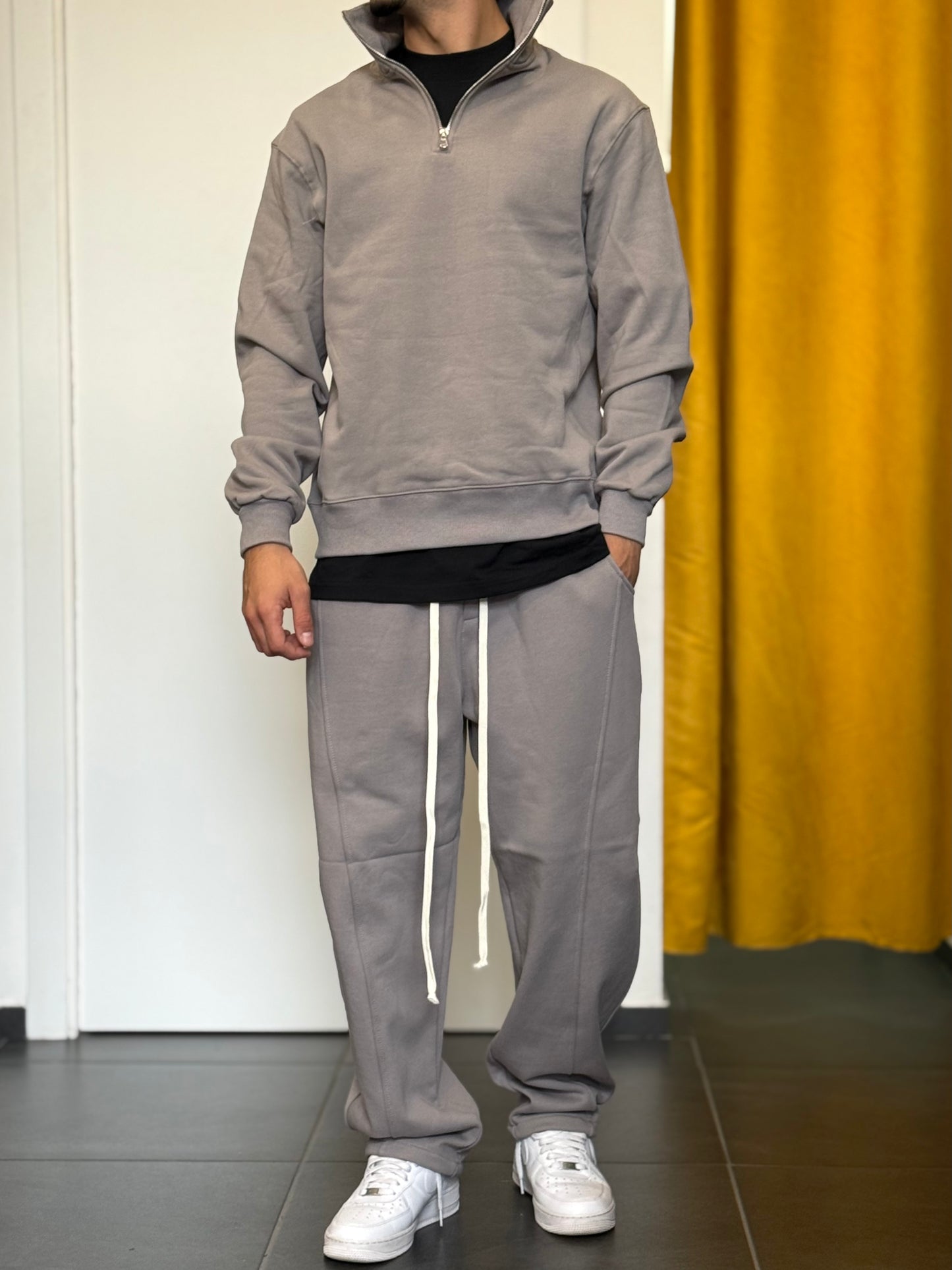 COMPLETO TUTA Mezza Zip Oversize GRIGIO