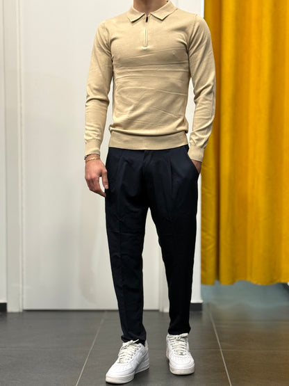 POLO ZIP Slim Fit BEIGE