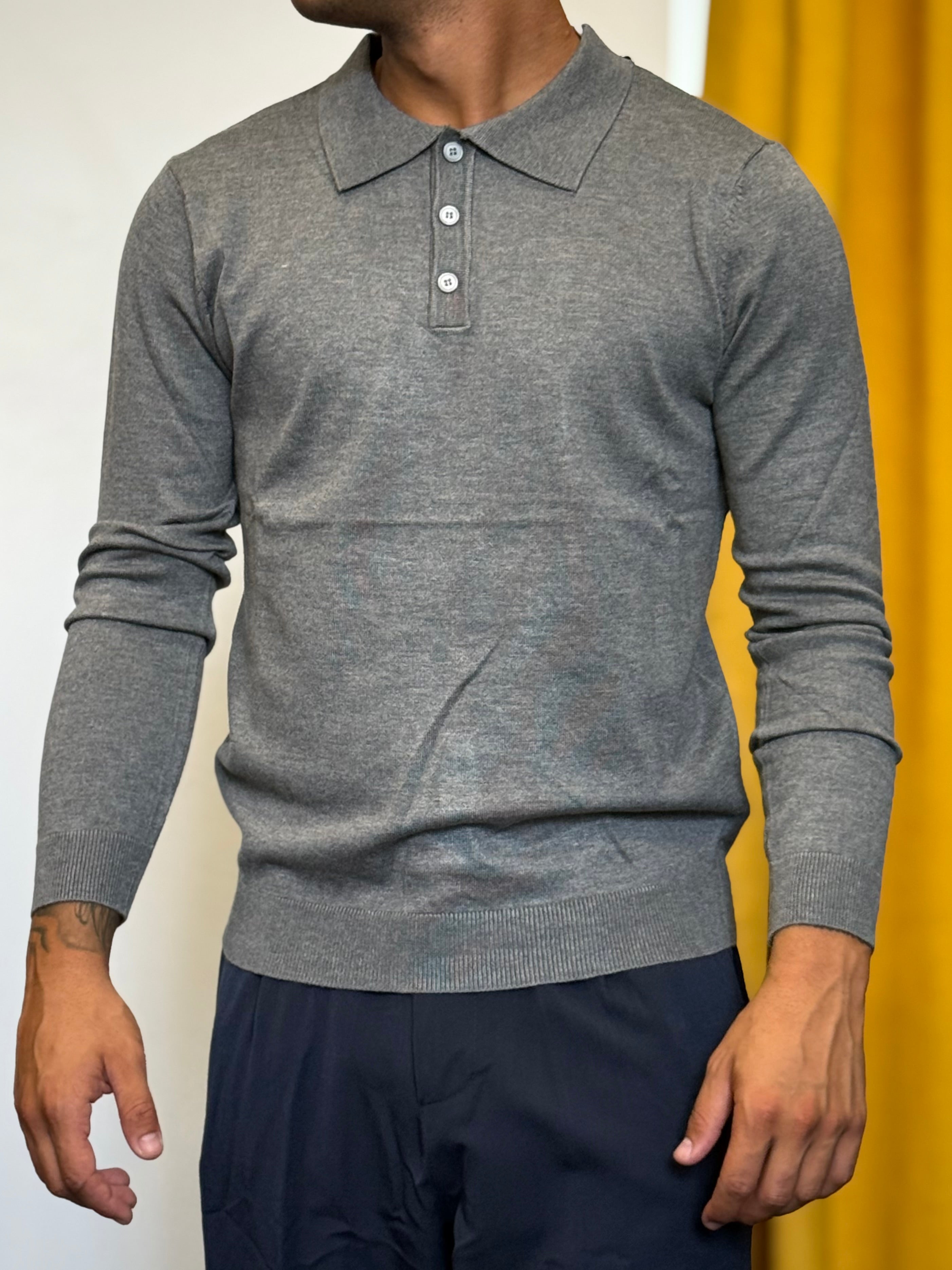 POLO Maniche Lunghe Slim Fit GRIGIO