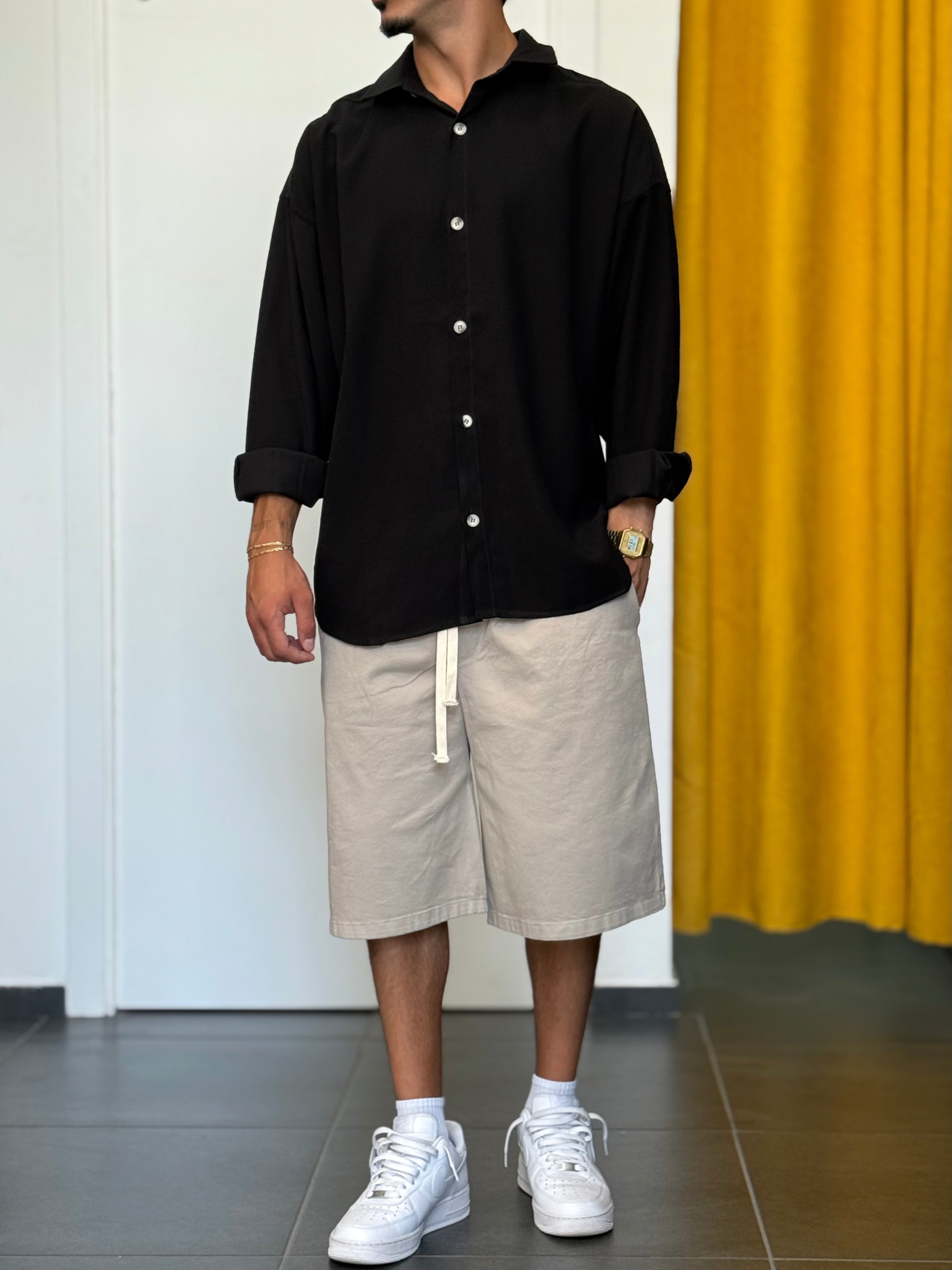 CAMICIA IN VISCOSA Oversize NERO