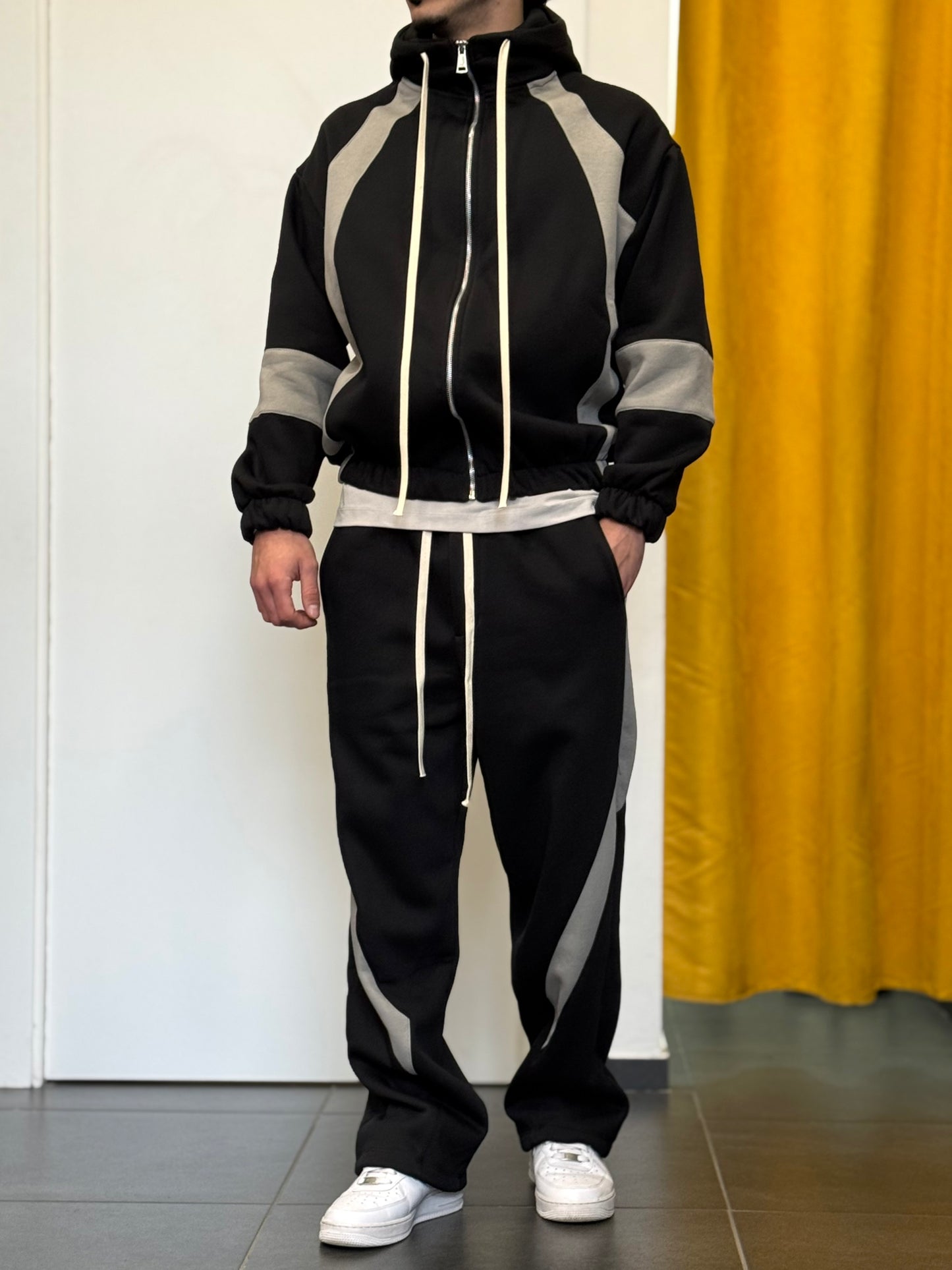 TUTA Cotone Felpato NERO/GRIGIO