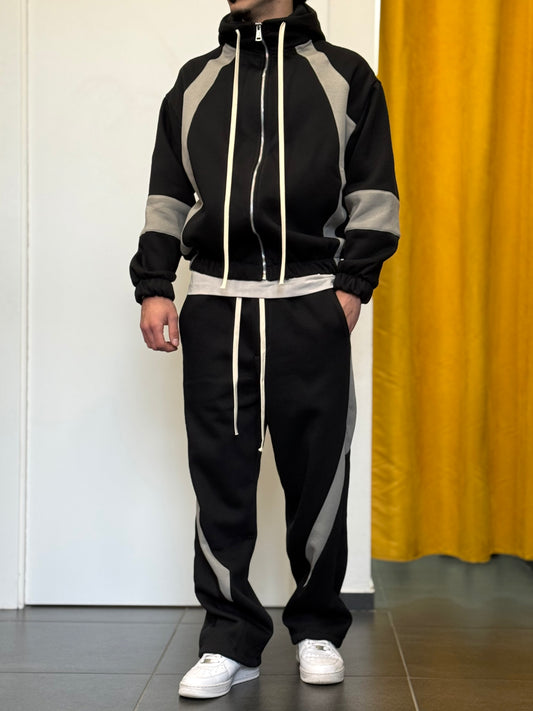 TUTA Cotone Felpato NERO/GRIGIO