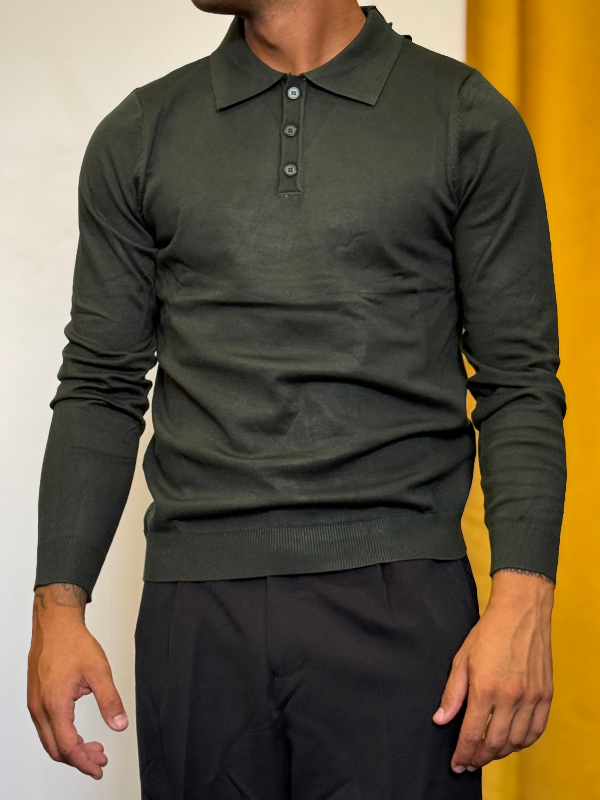 POLO Maniche Lunghe Slim Fit VERDE