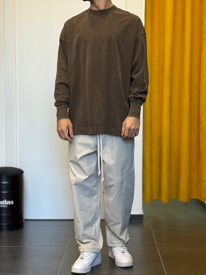 T-SHIRT PREMIUM Maniche Lunghe Slavato MARRONE