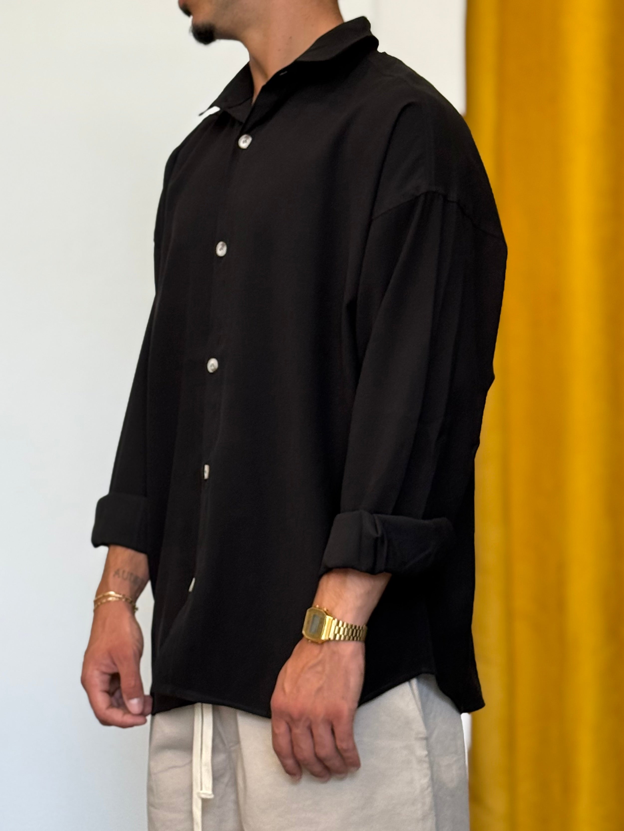 CAMICIA IN VISCOSA Oversize NERO