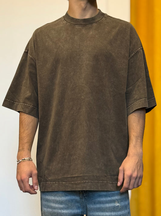 T-SHIRT PREMIUM OVERSIZE Slavato MARRONE