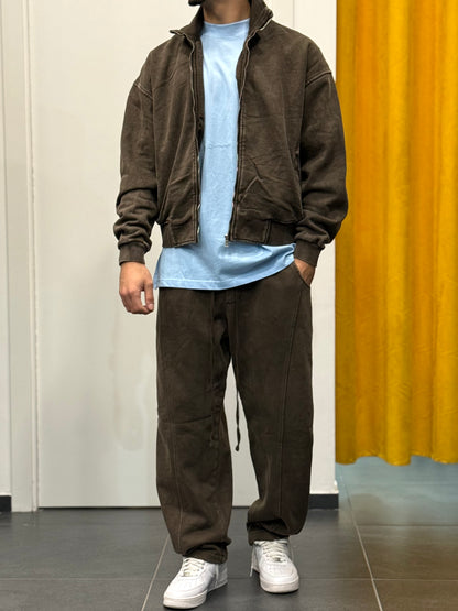 TUTA Full Zip STONE WASHED MARRONE