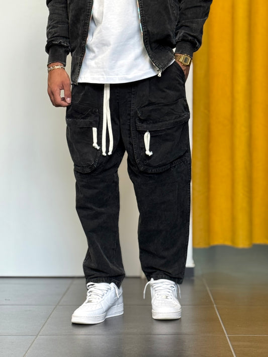 PANTALONE Front Cargo SLAVATO NERO