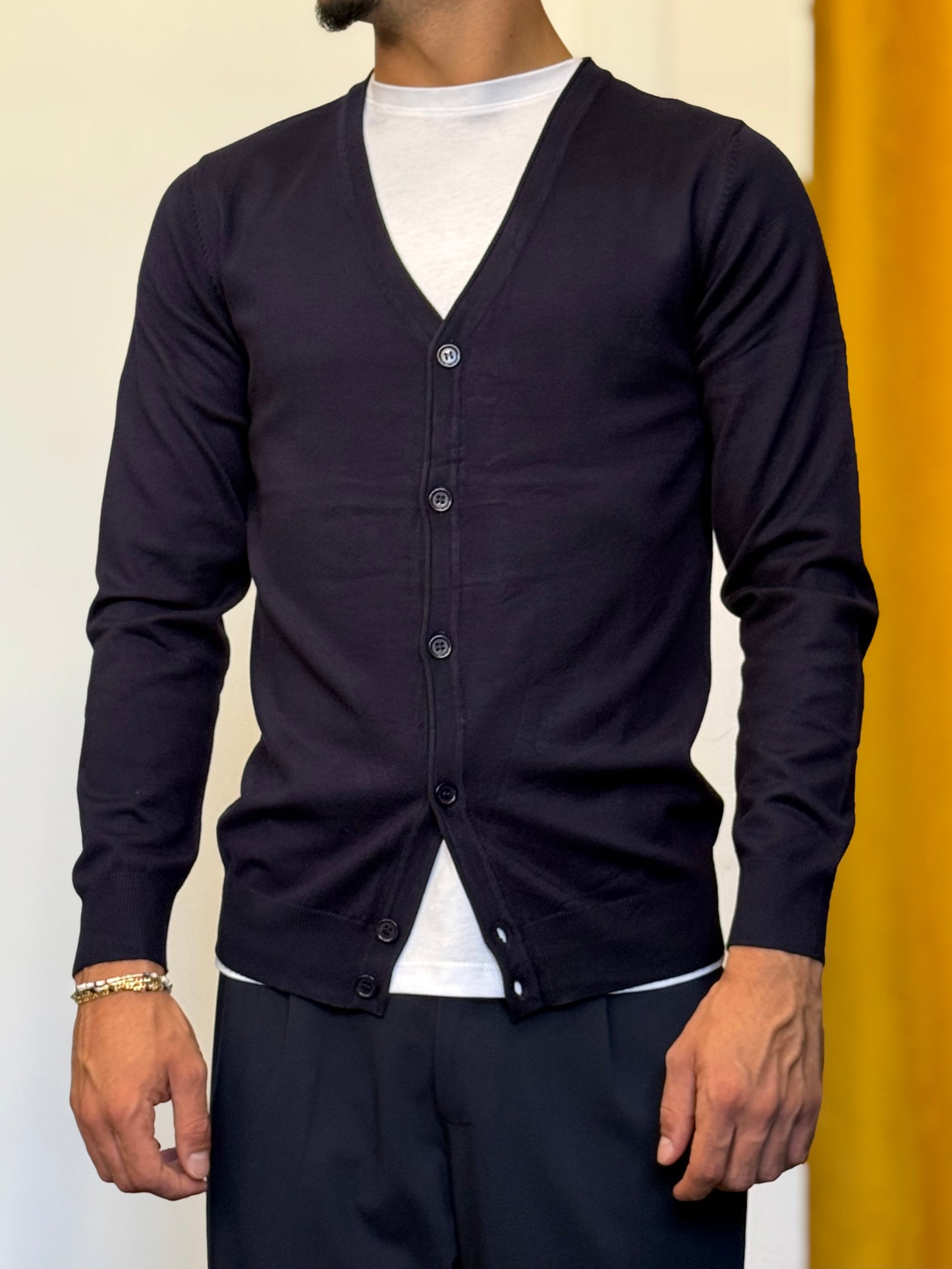 CARDIGAN In Filo BLU NOTTE