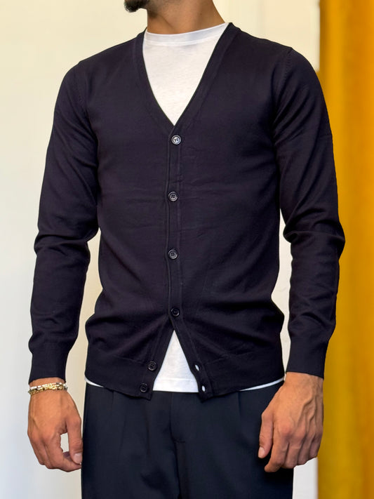 CARDIGAN In Filo BLU NOTTE