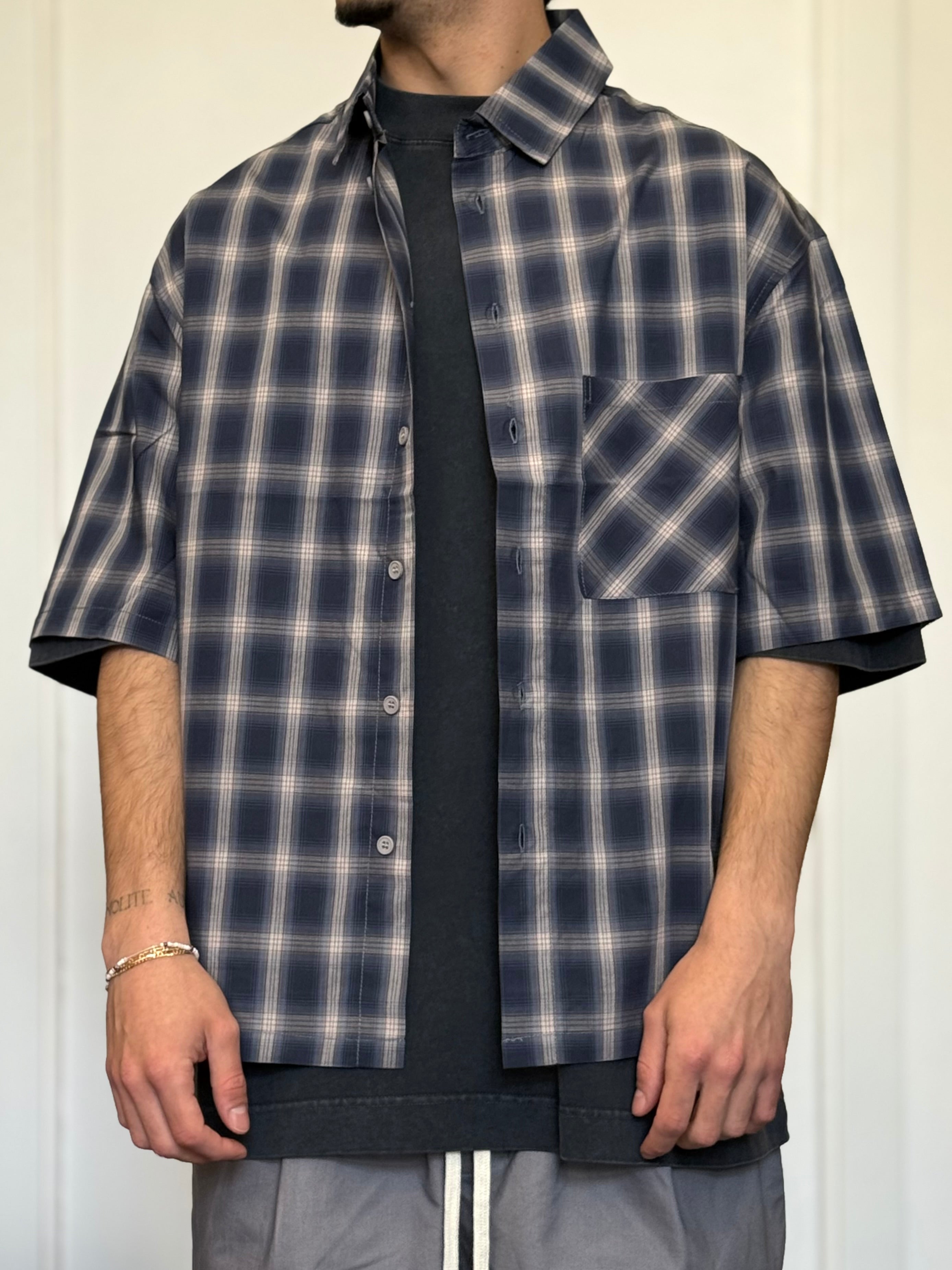 CAMICIA QUADRI Maniche Corte BLU