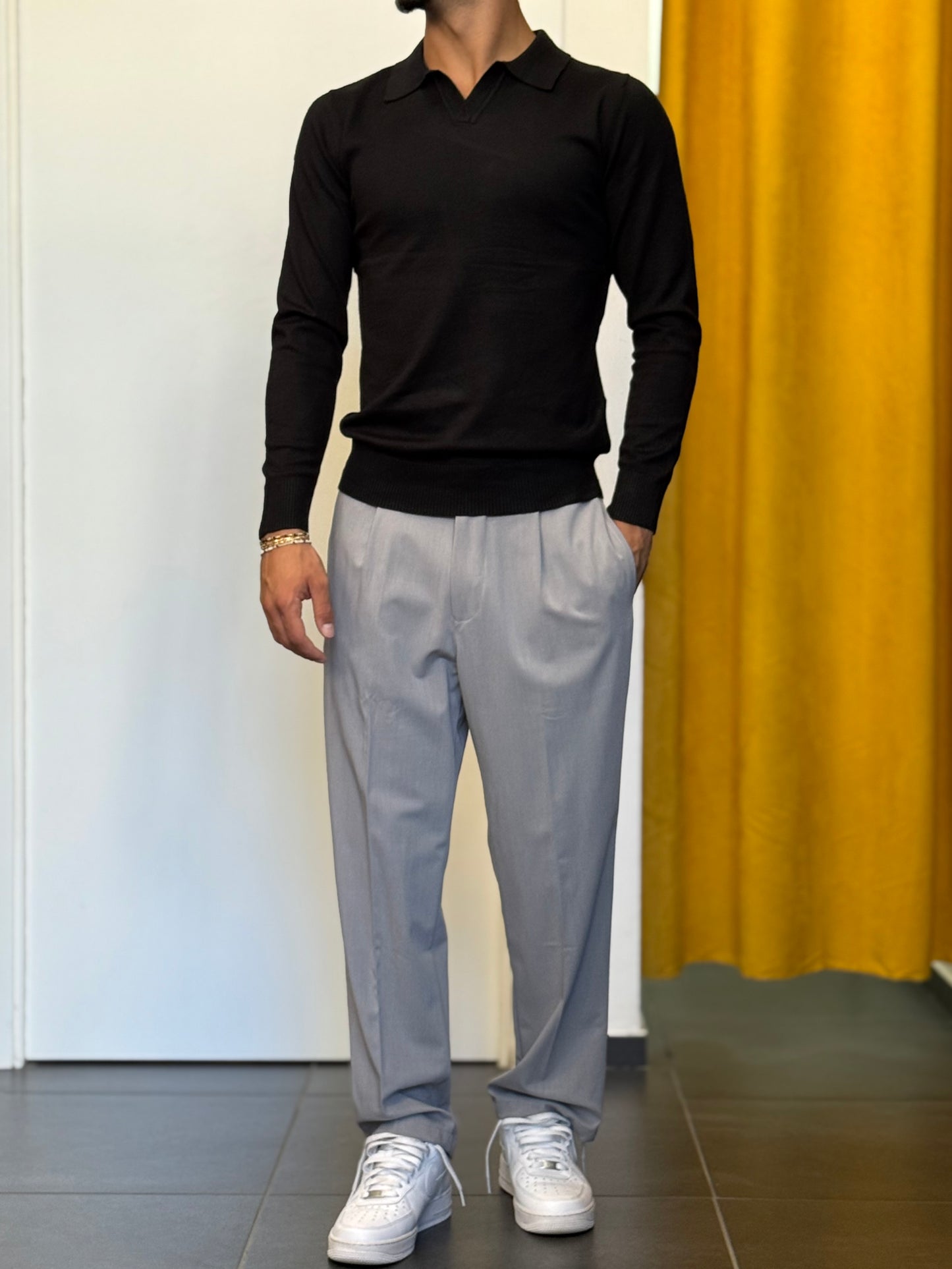 POLO Colletto S/Bottoni Slim Fit NERO