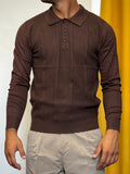 POLO Maniche Lunghe Slim Fit Strutturata MARRONE
