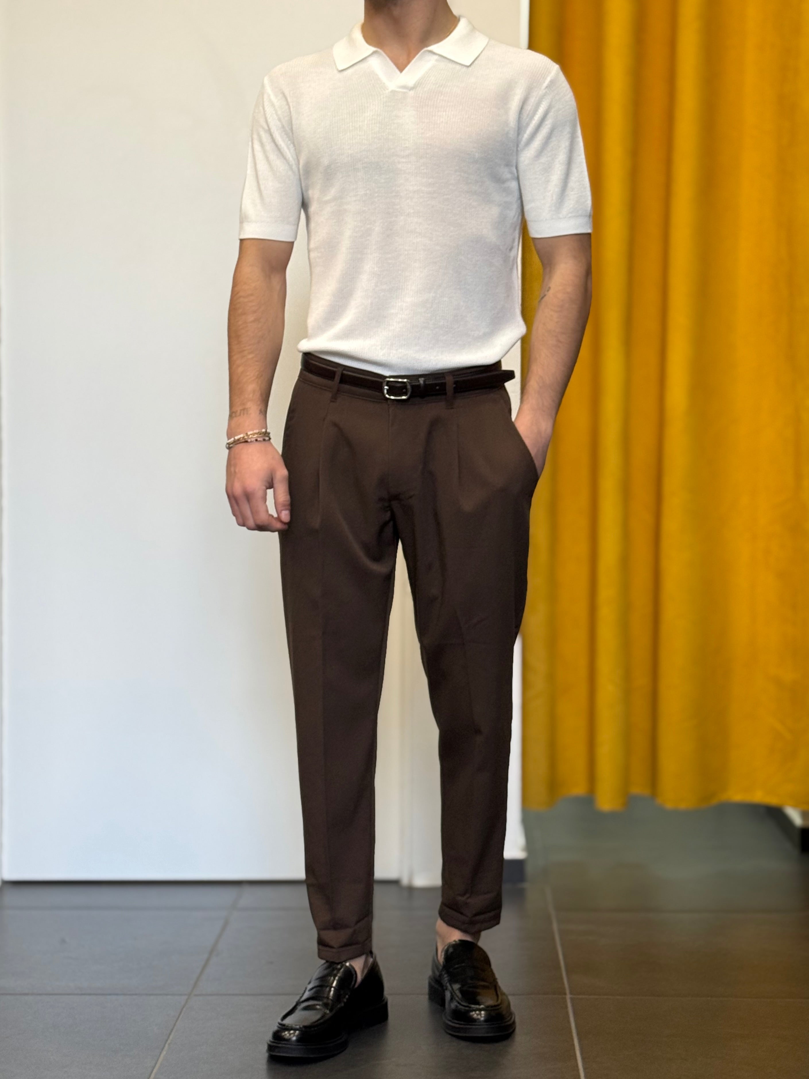 PANTALONE Slim Fit MARRONE