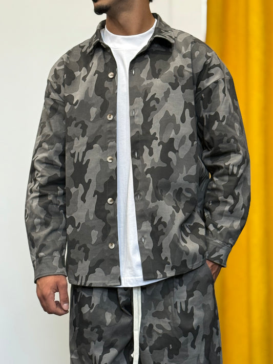 CAMICIA Oversize CAMO GRIGIO