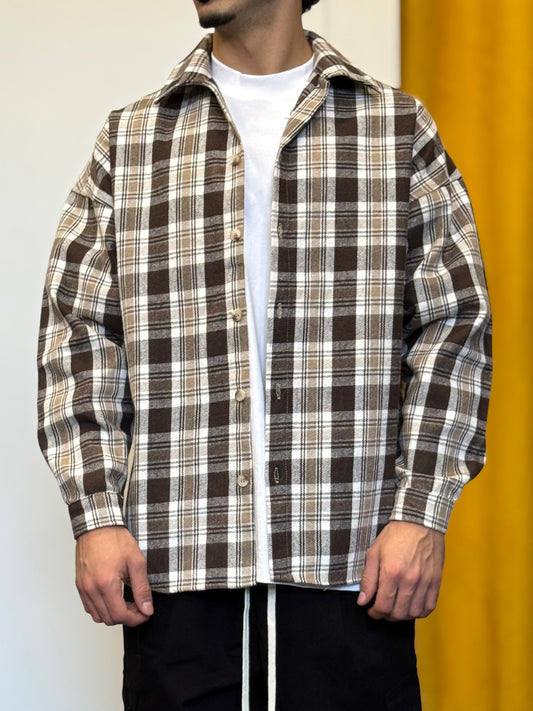 CAMICIA A Quadri PANNA/MARRONE