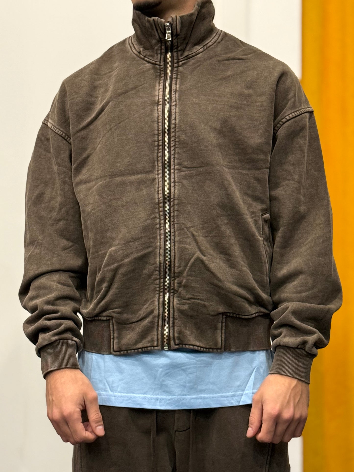 TUTA Full Zip STONE WASHED MARRONE
