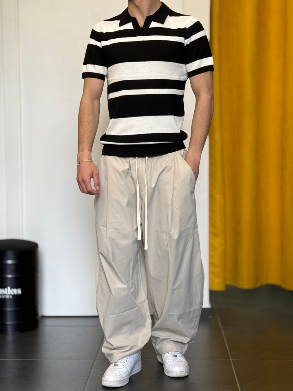POLO Righe Slim NERO
