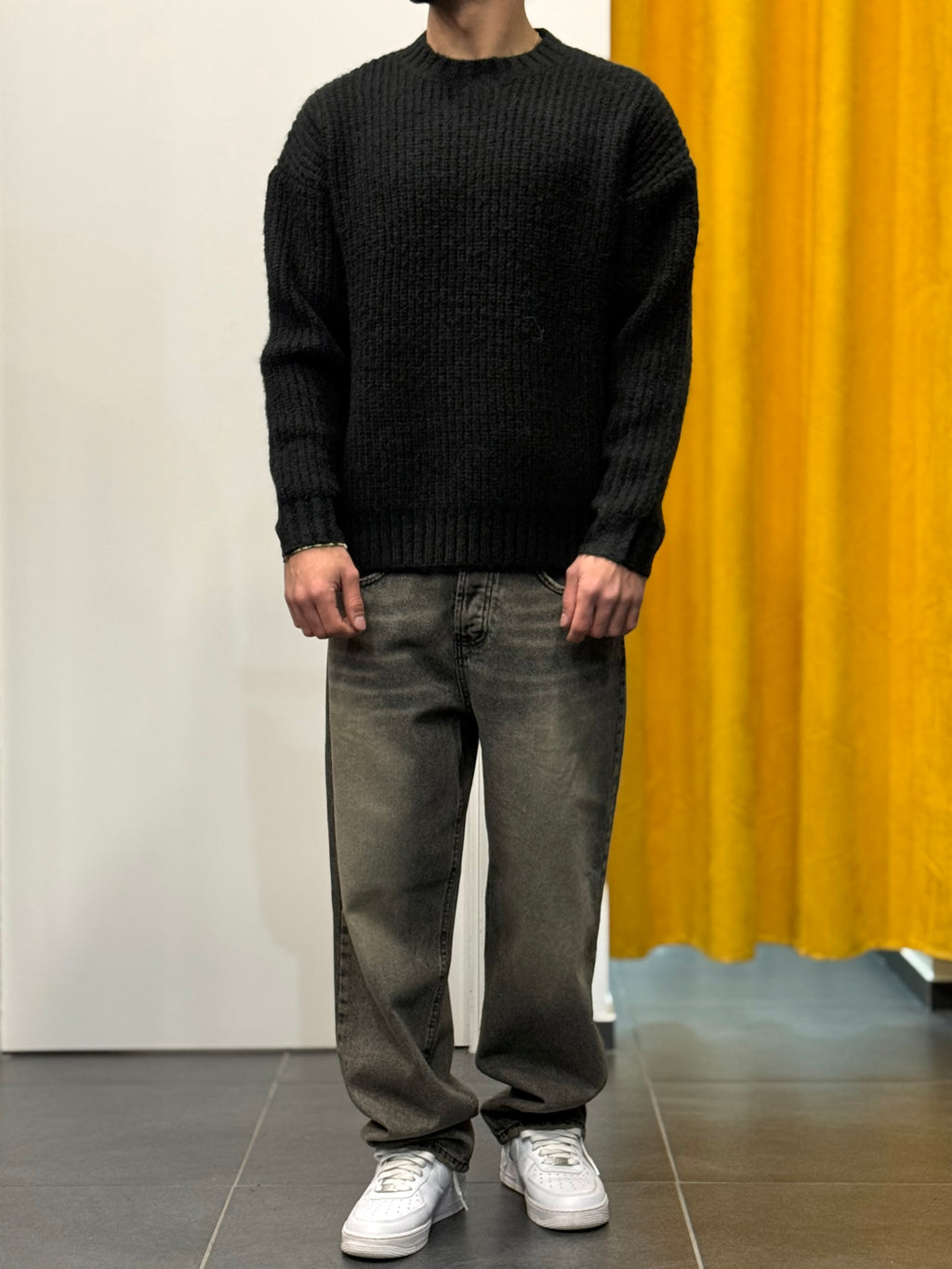 MAGLIONE Misto-Lana NERO