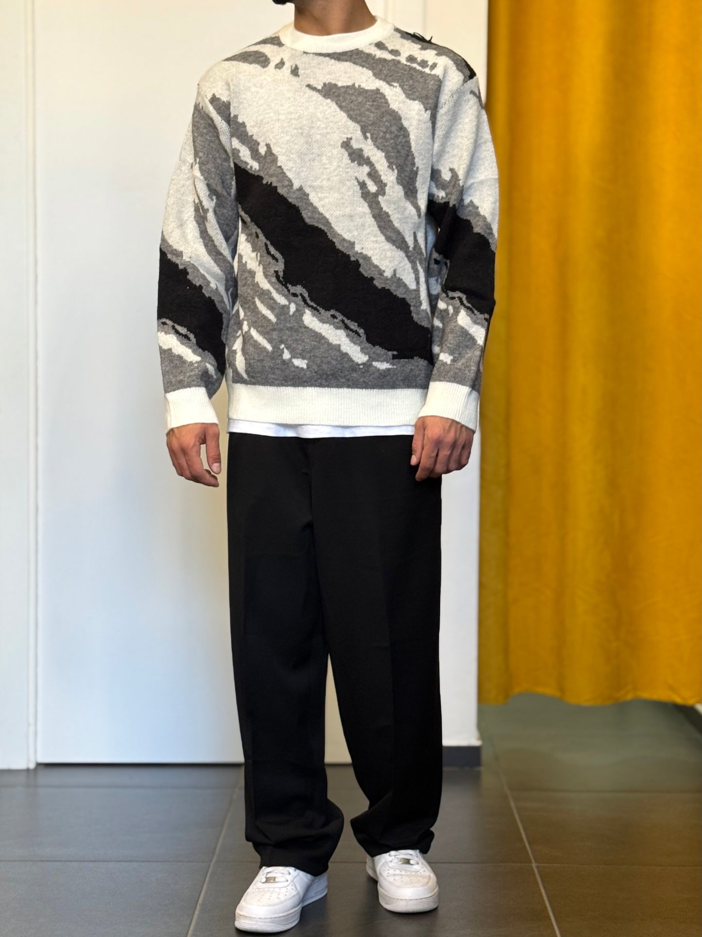 MAGLIONE Fantasia BIANCO/GRIGIO/NERO