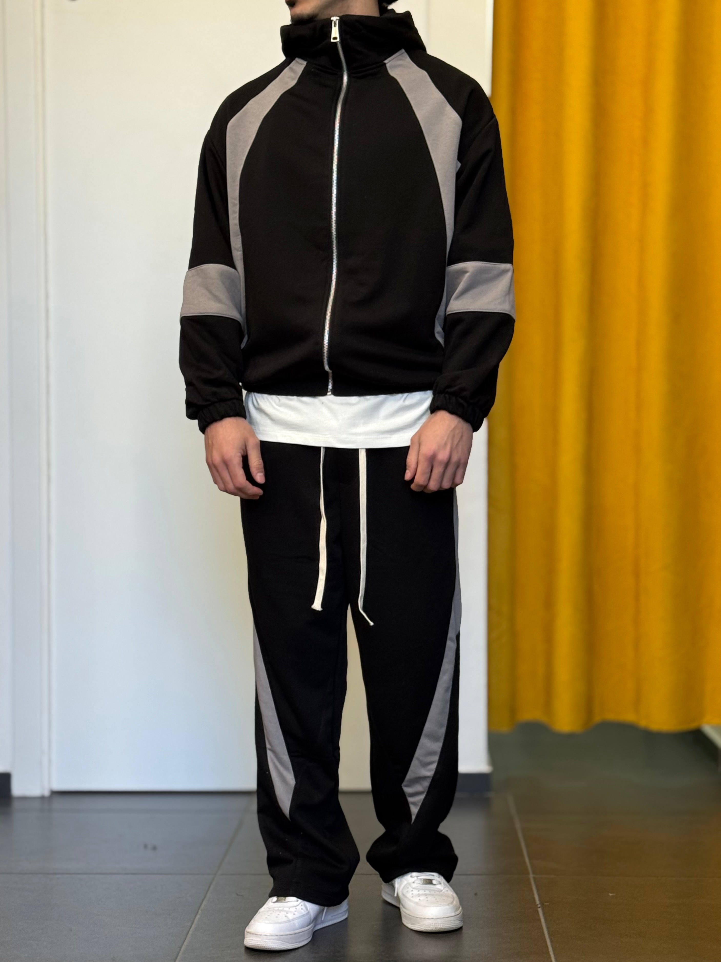 TUTA Cotone Garzato BICOLOR NERO