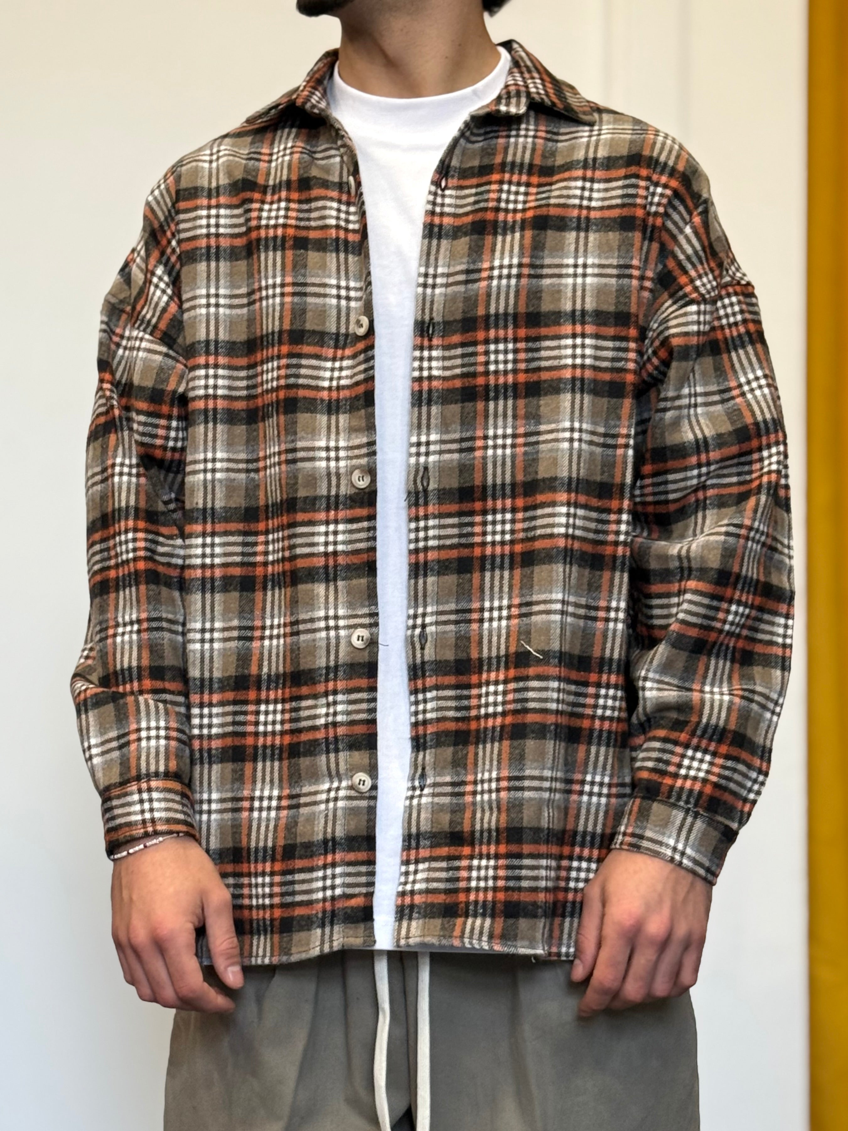 CAMICIA A Quadri NERO/BEIGE/ARANCIONE